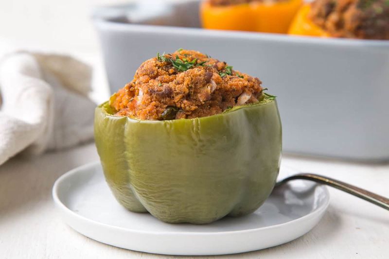 Stuffed Bell Peppers With Breadcrumb Goop