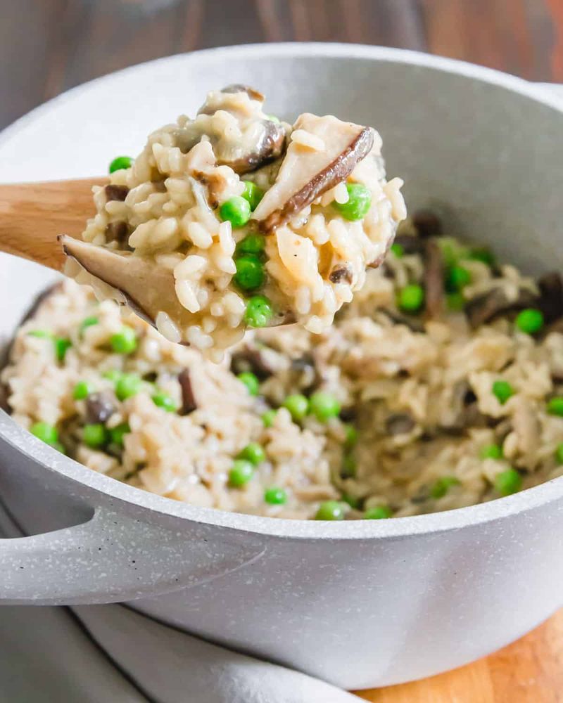 Vegan Mushroom And Pea Risotto