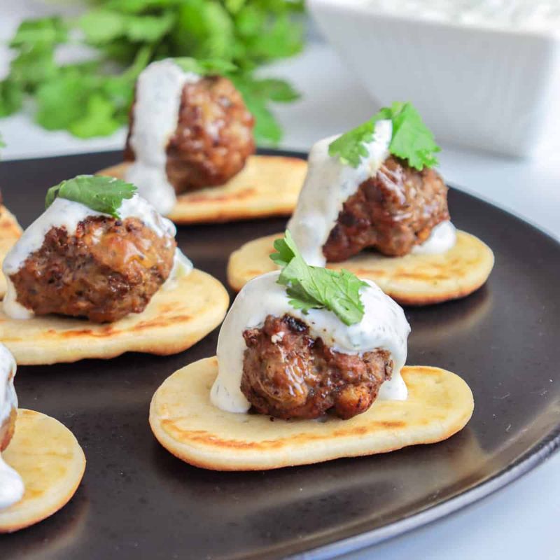 Garlic-Stuffed Lamb Meatballs With Yogurt Sauce