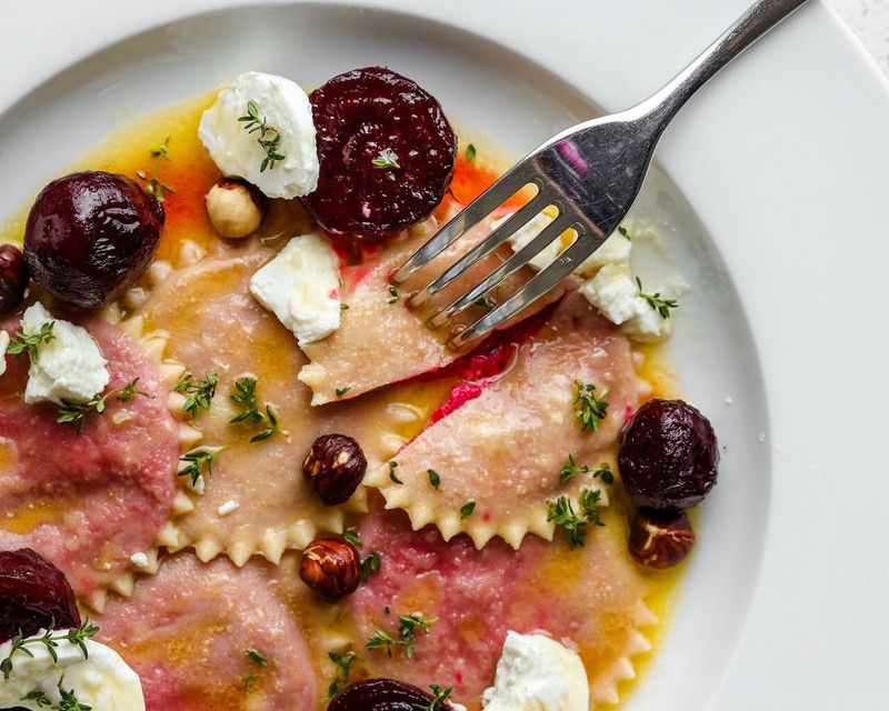 Beet And Goat Cheese Ravioli