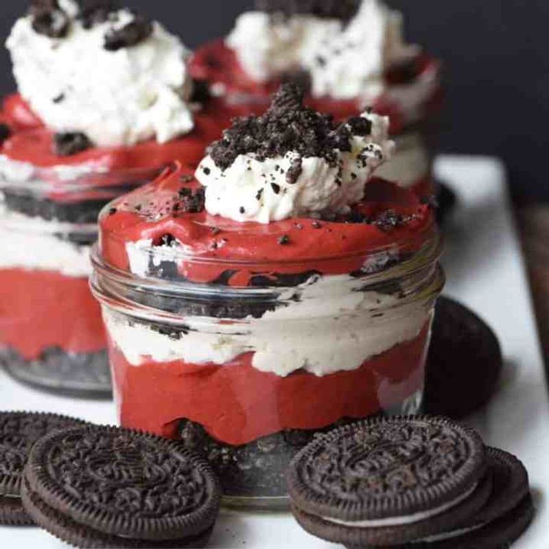 No-Bake Red Velvet Cheesecake Jars