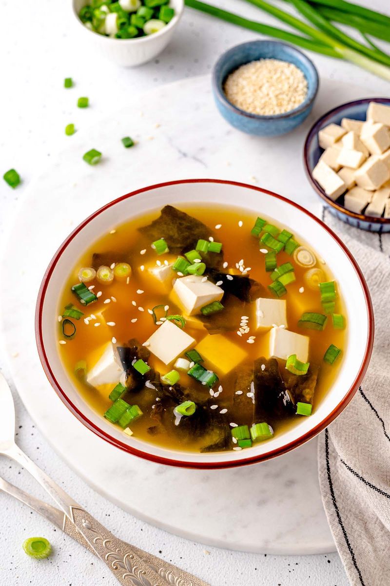 Instant Miso Soup With Tofu Cubes