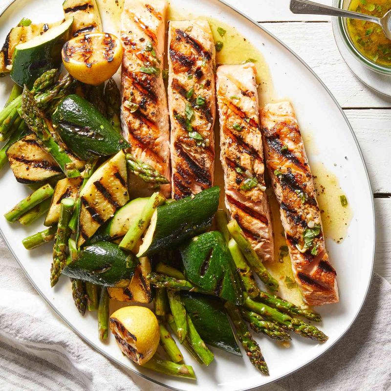 Grilled Salmon With Roasted Vegetables