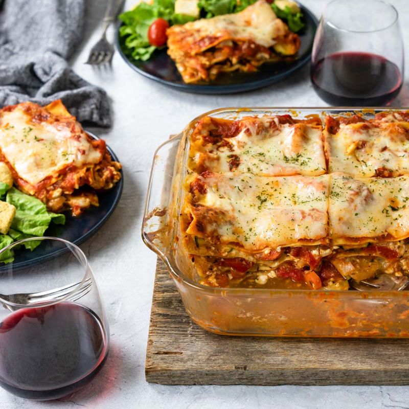 Lasagna With Caesar Salad
