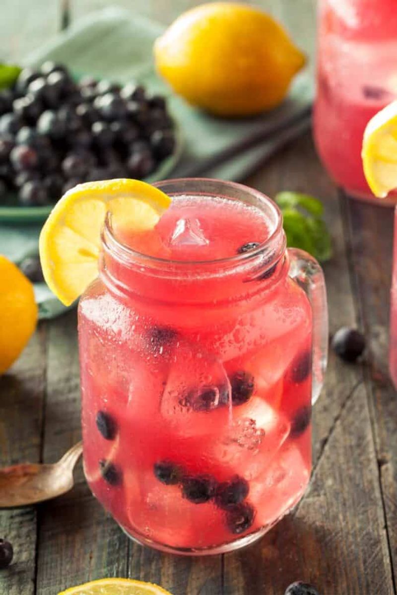 Homemade Lemonade With Berry Ice Cubes
