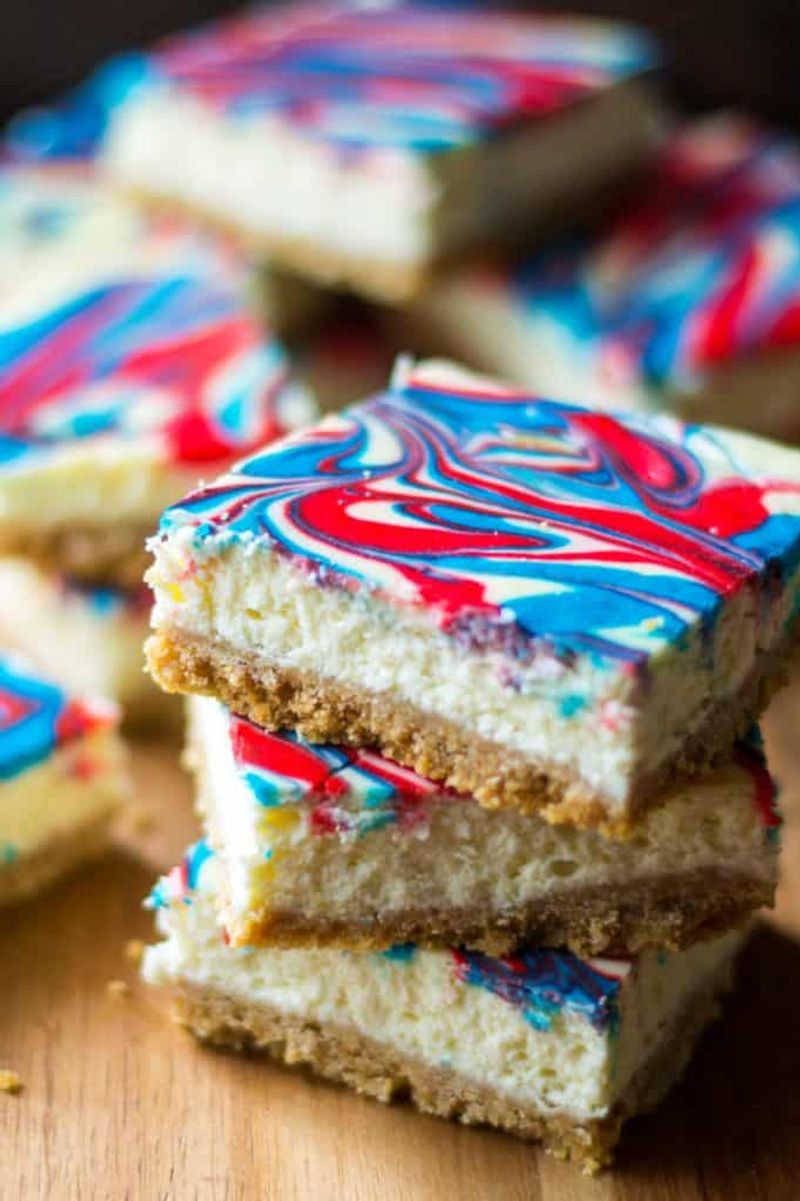 Red, White & Blue Cheesecake Bars