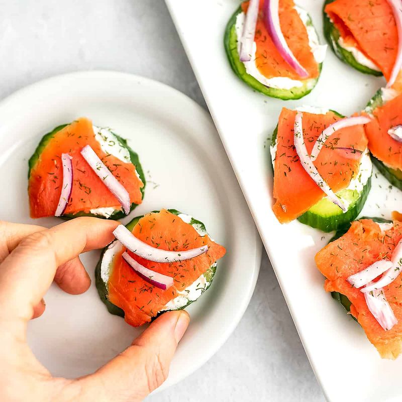 Cucumber Rounds With Smoked Salmon