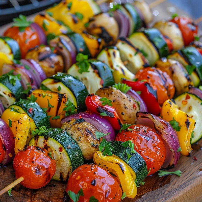 Grilled Veggie Skewers With Herb Drizzle