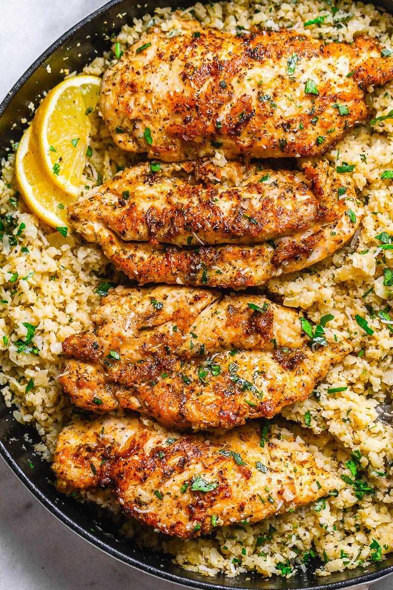 Lemon Herb Chicken With Cauliflower Rice