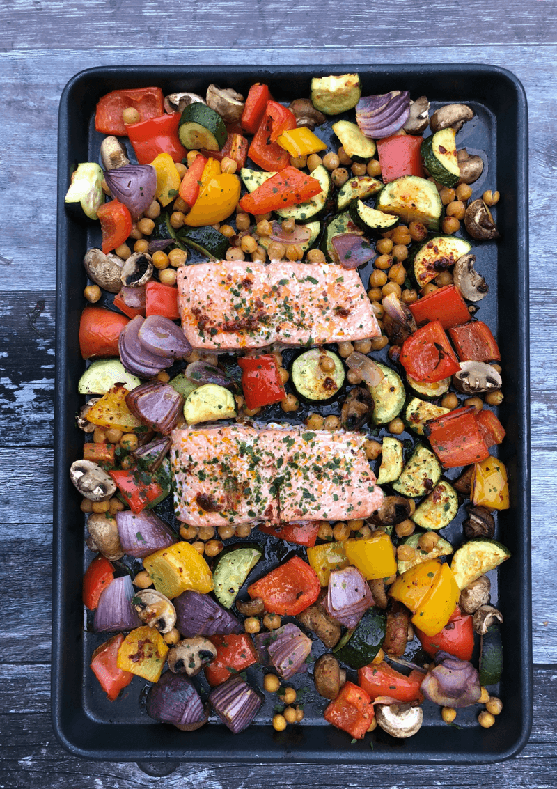 Sheet Pan Harissa Salmon & Vegetables