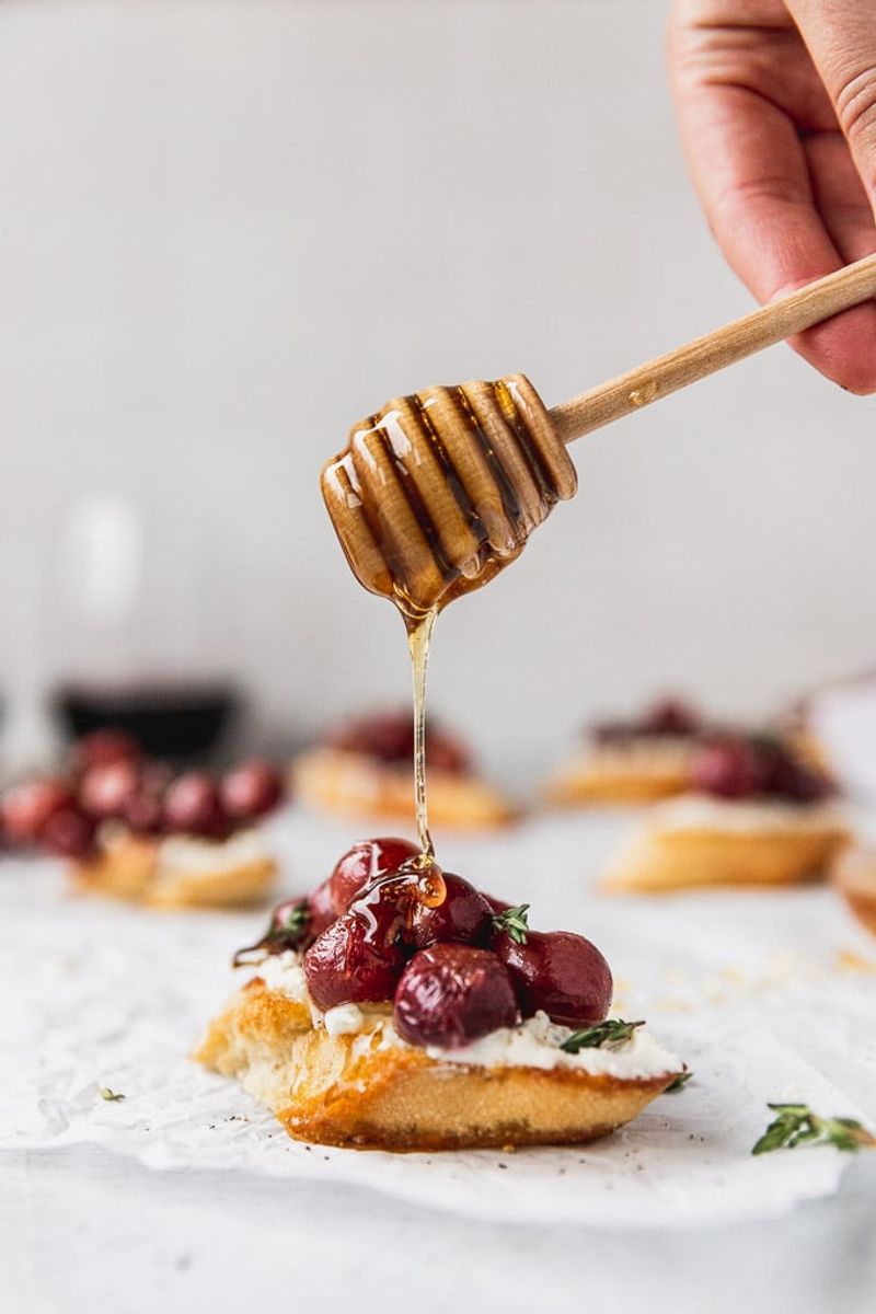 Goat Cheese And Roasted Grape Crostini