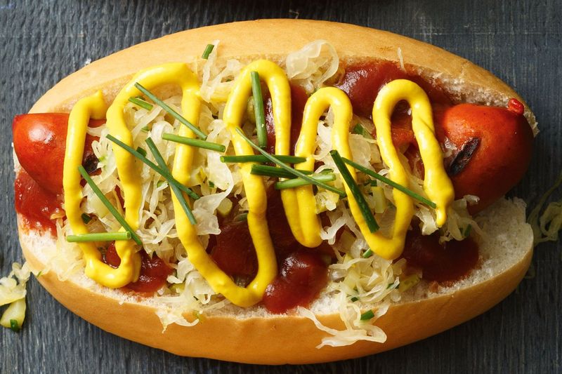 Sauerkraut-Topped Veggie Dogs Or Sausages
