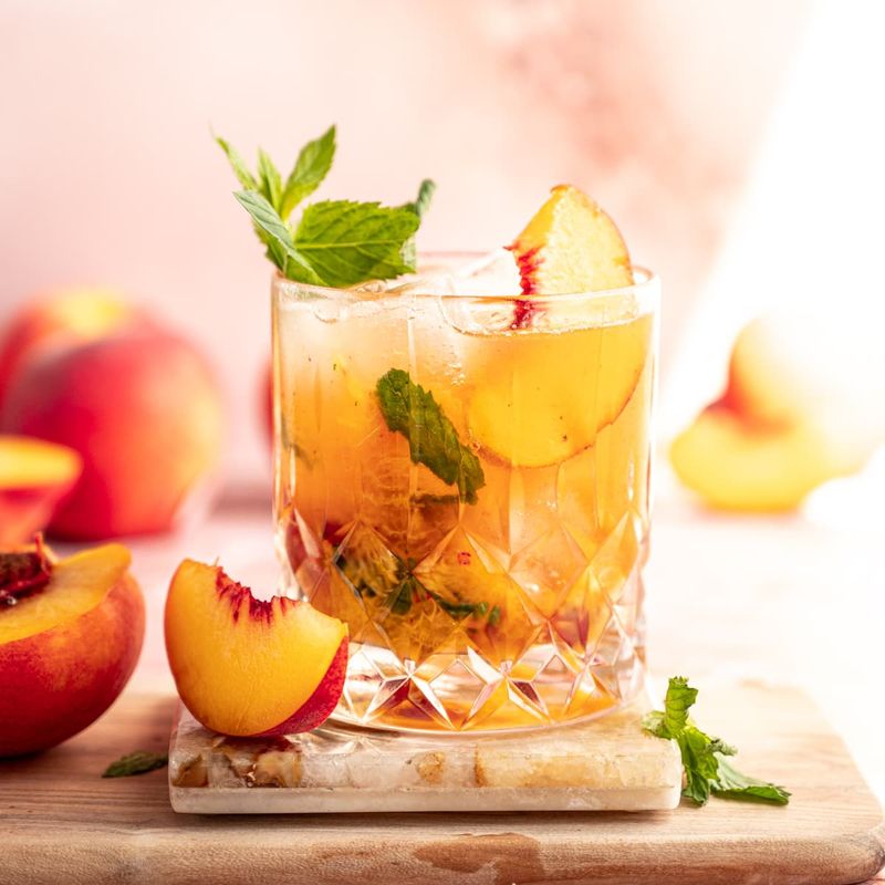 Peachy Bourbon Smash Cocktail