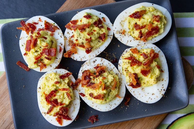 Avocado And Bacon Deviled Eggs