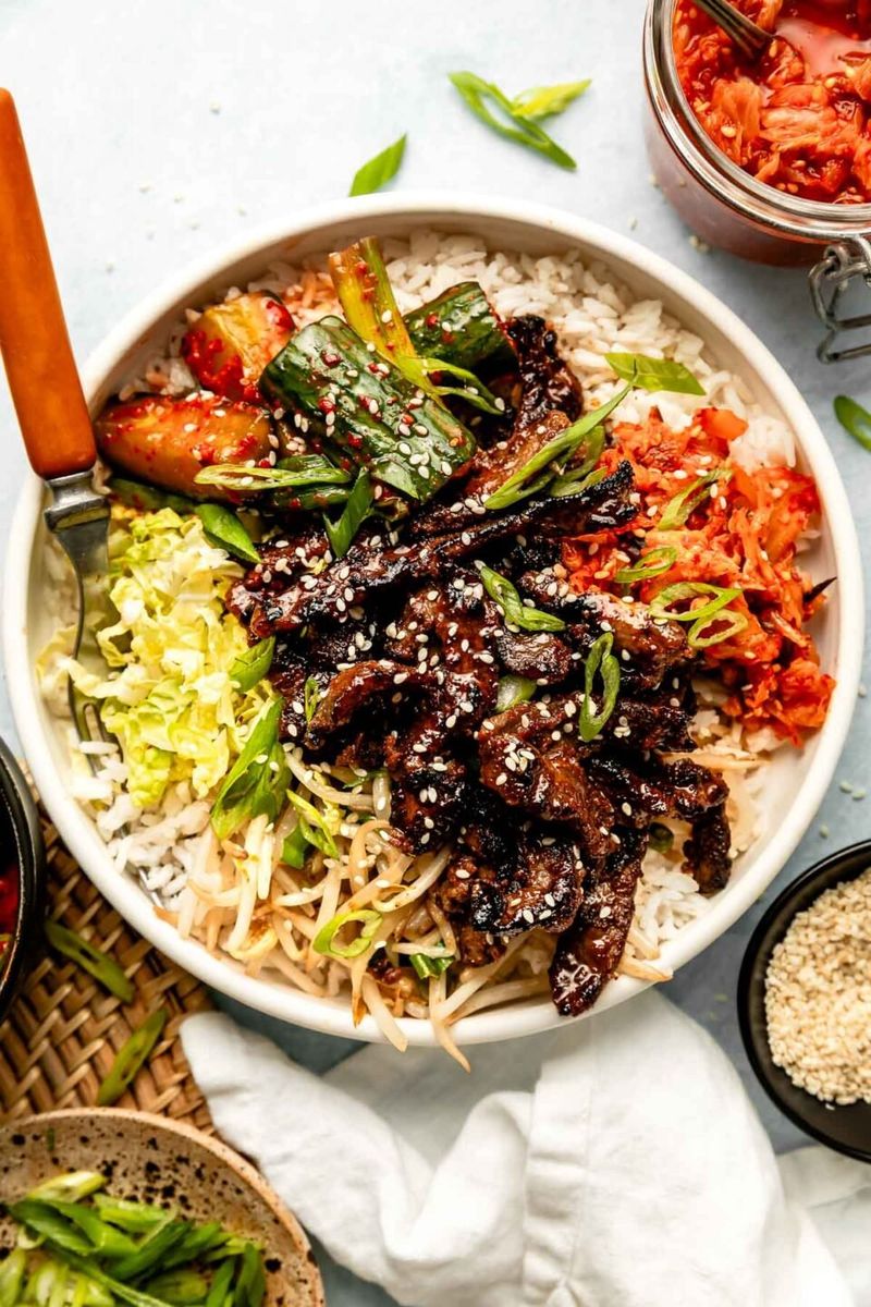 Korean BBQ Steak Salad With Kimchi