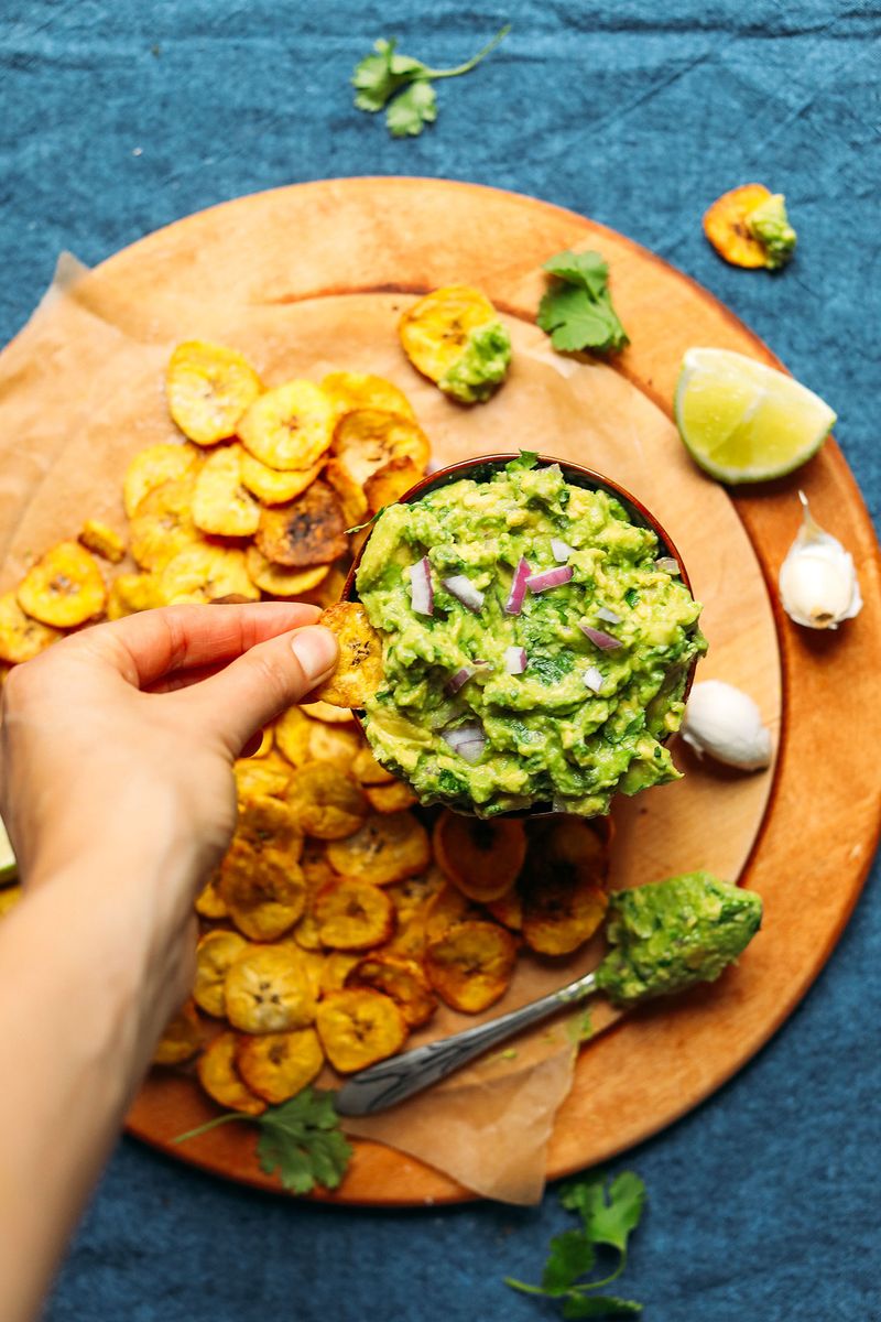 Plantain Chips With Avocado Dip
