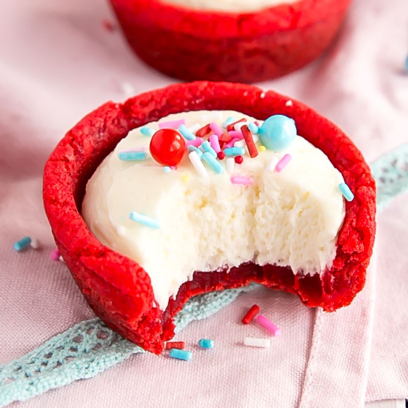 Swirled Red Velvet Cookie Cups