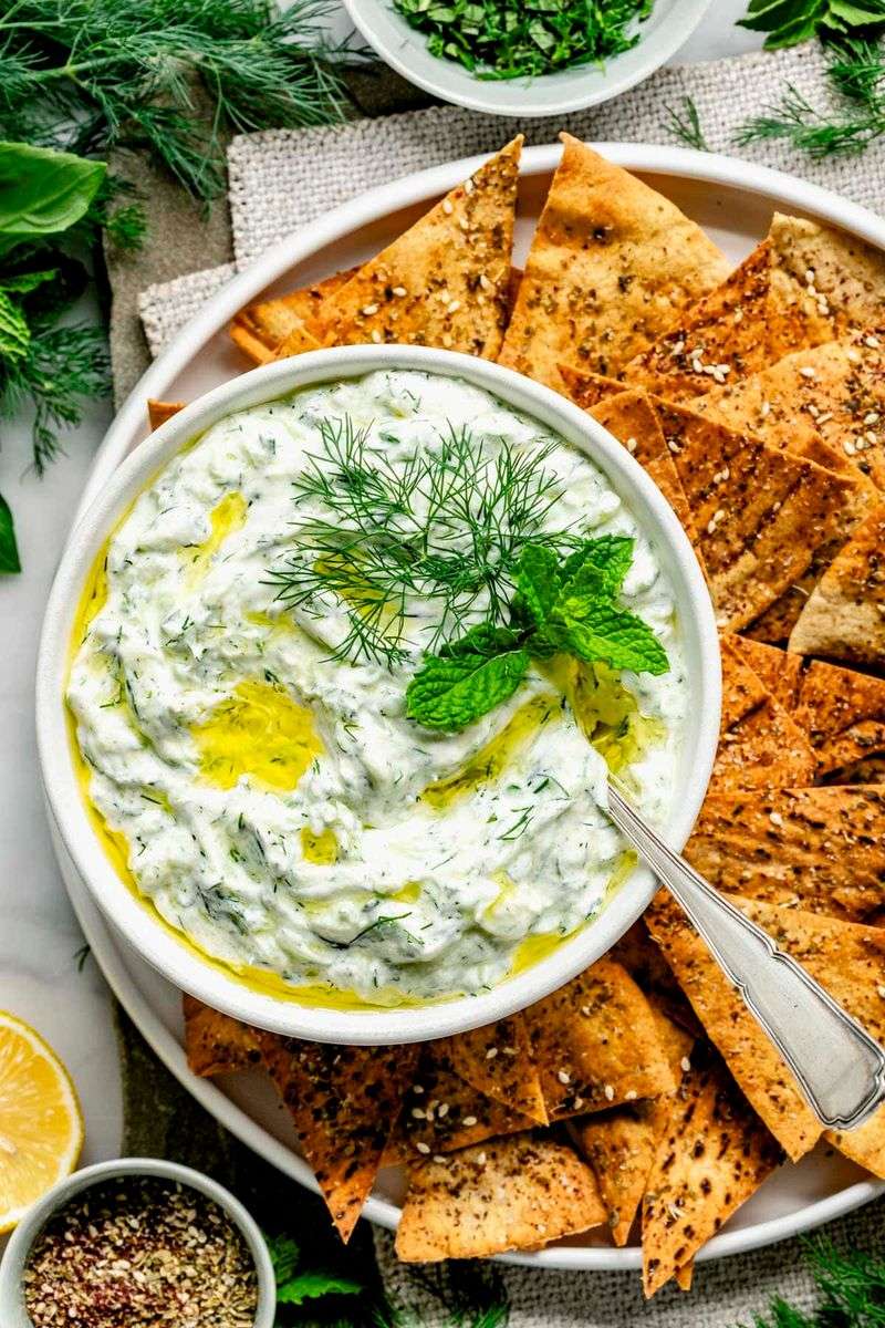 Cucumber Yogurt Dip With Pita Chips