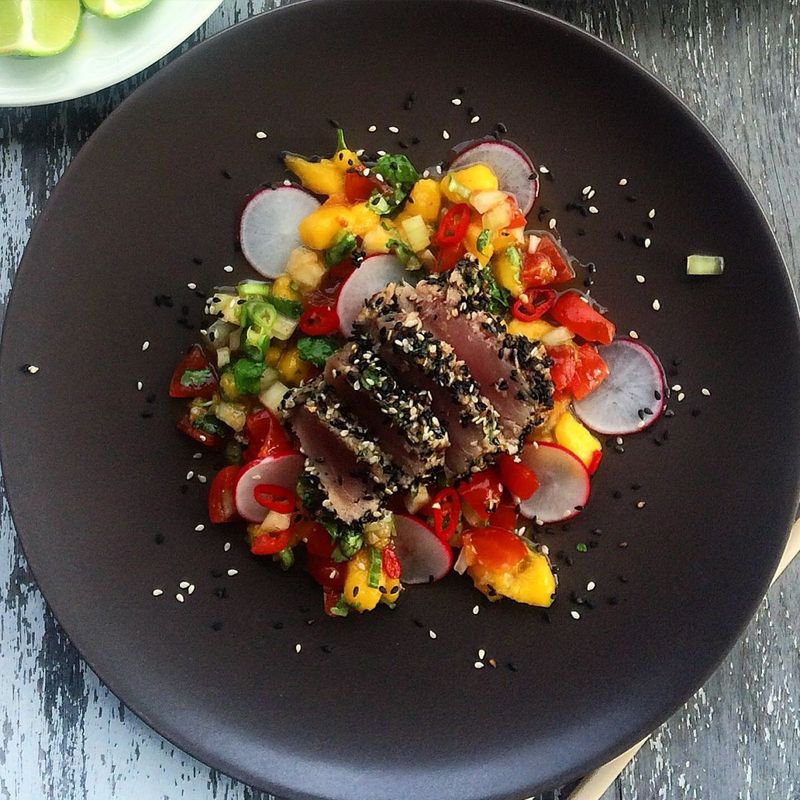 Wasabi-Ginger Tuna With Mango Salsa