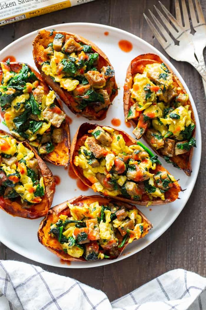 Breakfast Sweet Potato With Chicken Sausage