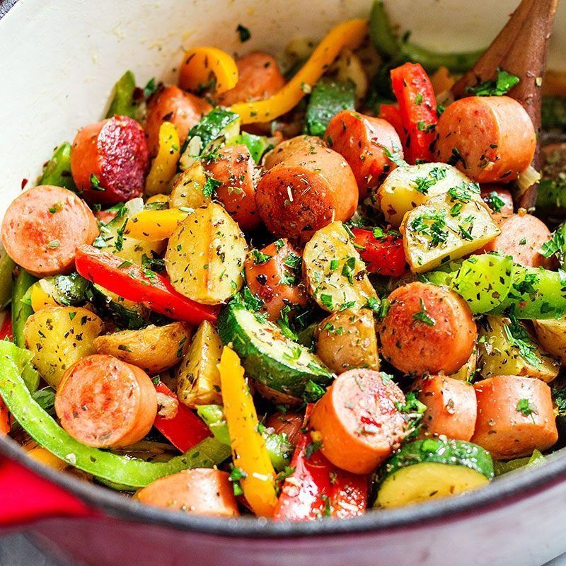 Garlic-Butter Italian Sausage And Veggies