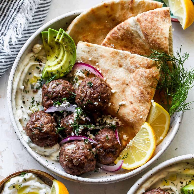 Greek Feta-Stuffed Lamb Meatballs