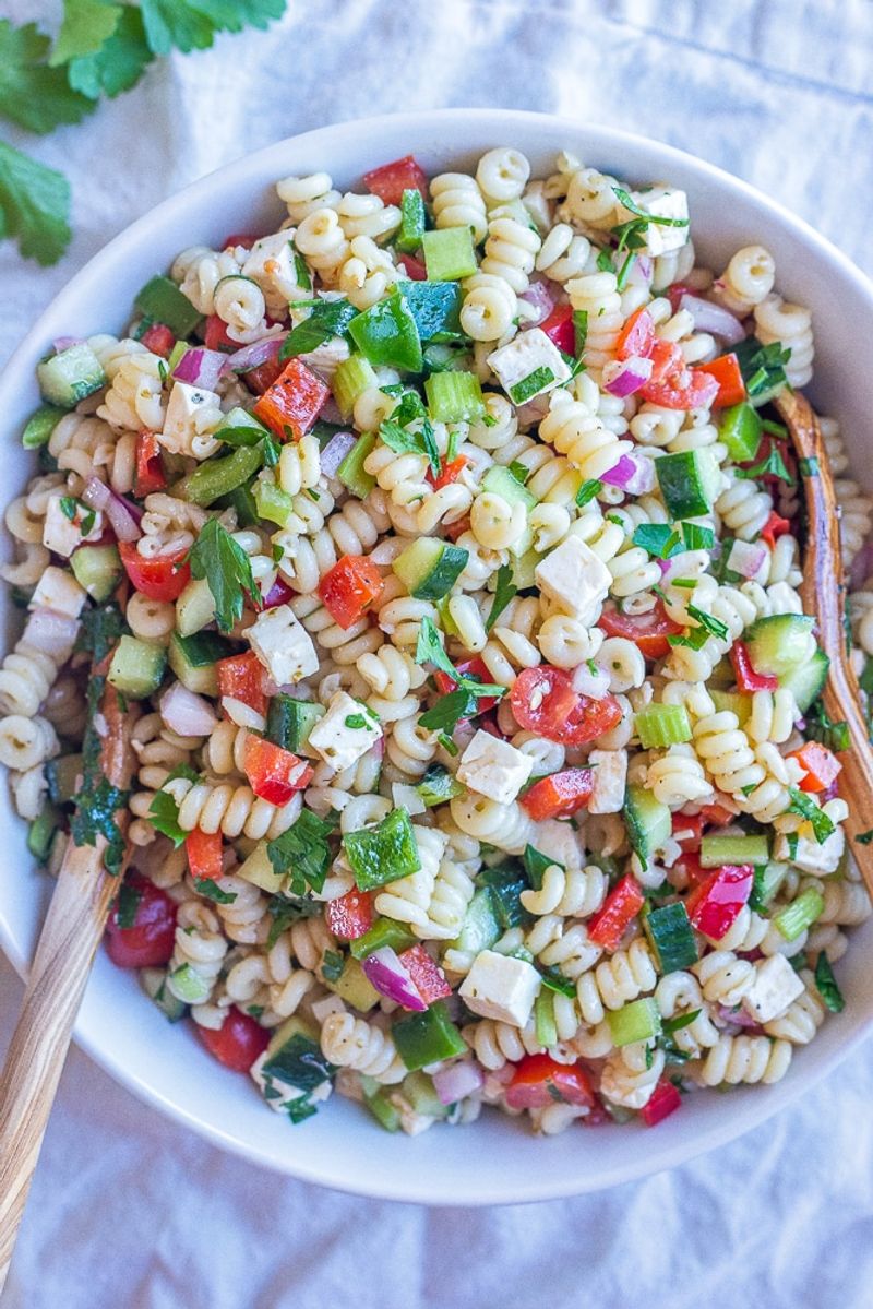 Store-Bought Pasta Salad With Extra Veggies Tossed In