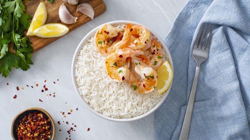 Garlic Butter Shrimp Over Rice