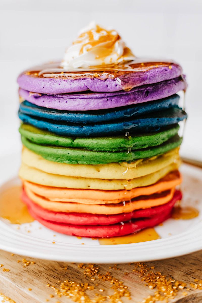 Pride Pancake Stack With Syrup Drizzle