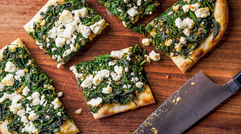 Spinach And Feta Flatbread Pizza