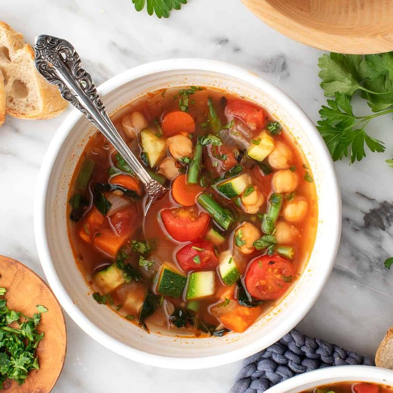 Hearty Vegetable Soup With Side Salad