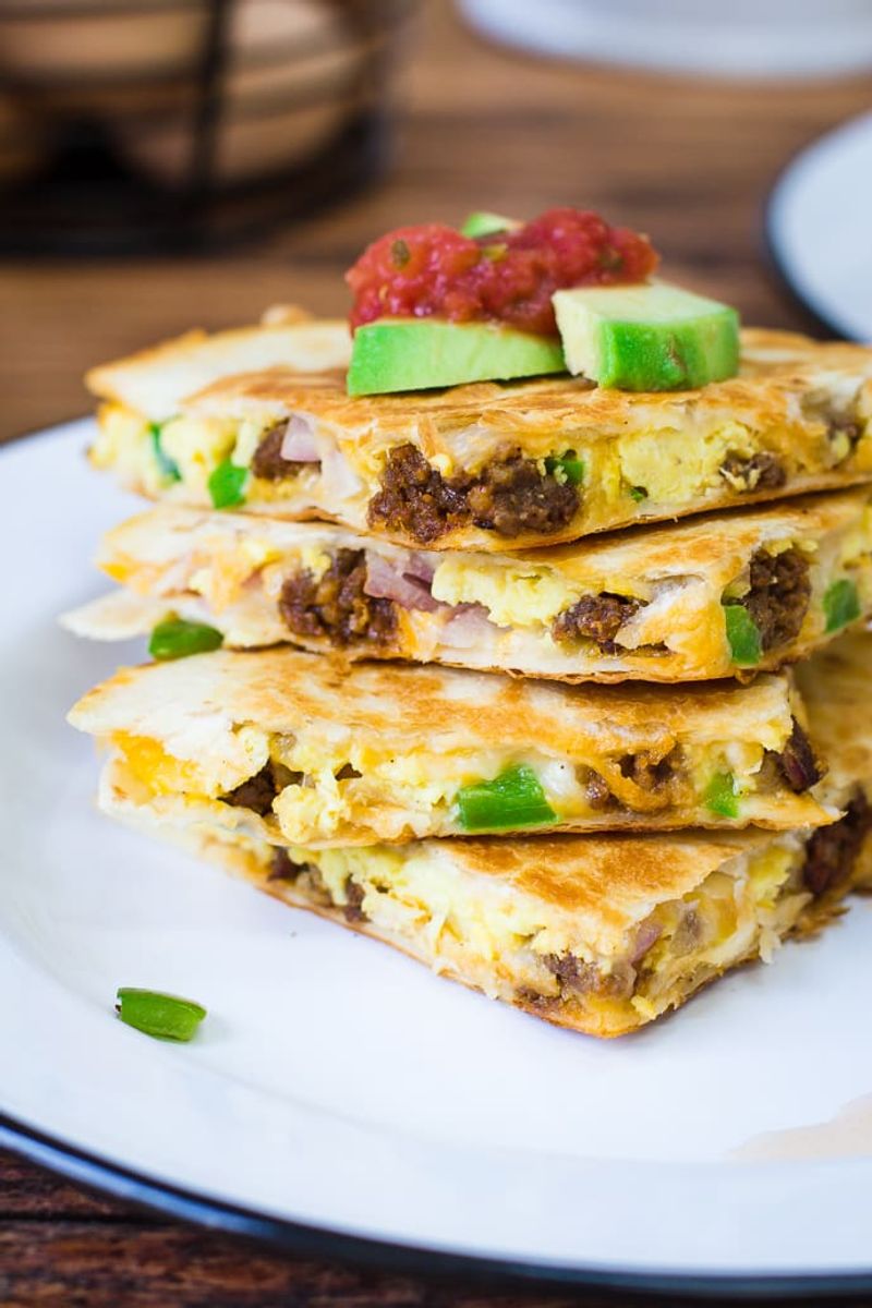 Breakfast Quesadillas With Eggs And Chorizo