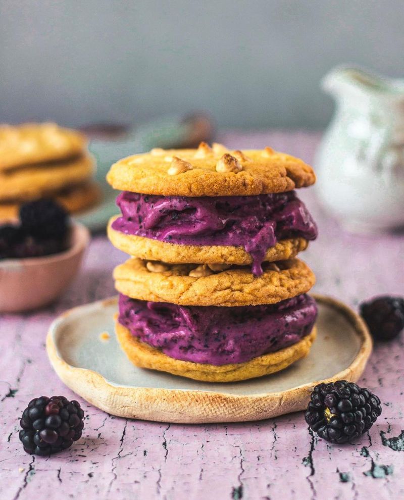 Blackberry Mint Ice Cream Sandwiches
