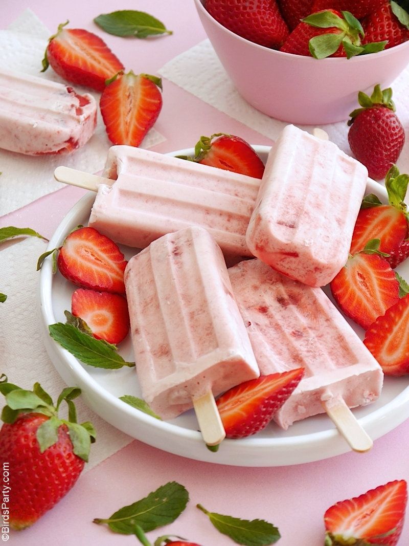 Strawberry Cream Popsicles
