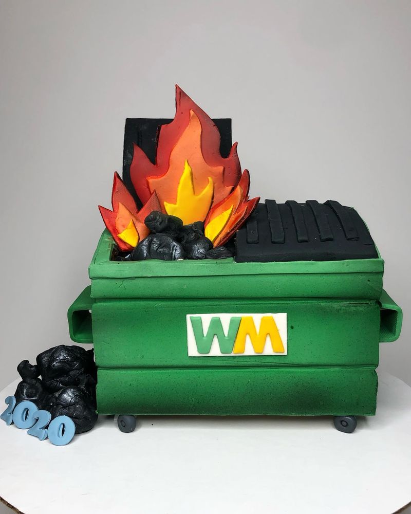 Flaming Dumpster Fire Cake