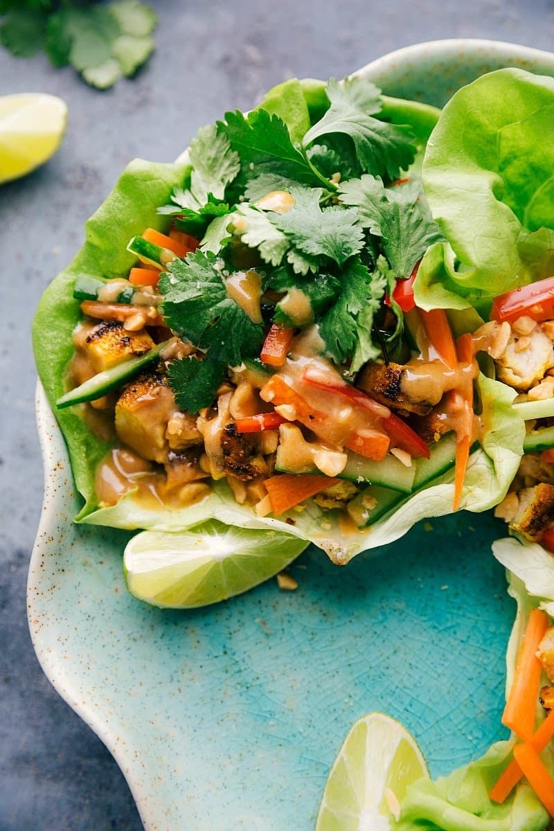 Thai Peanut Chicken Lettuce Wraps