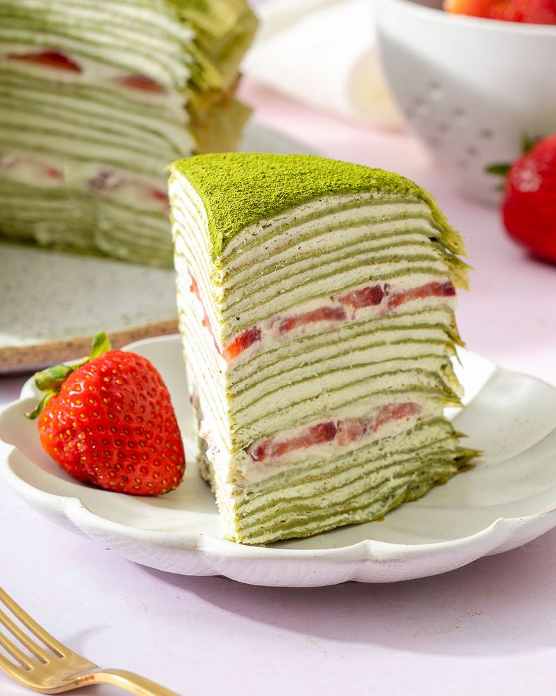 Strawberry Matcha Mille Crêpes
