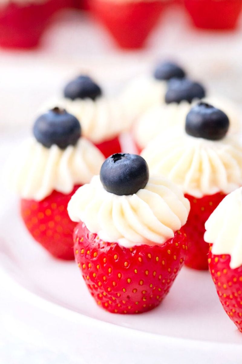 Independence Day Cheesecake Stuffed Strawberries
