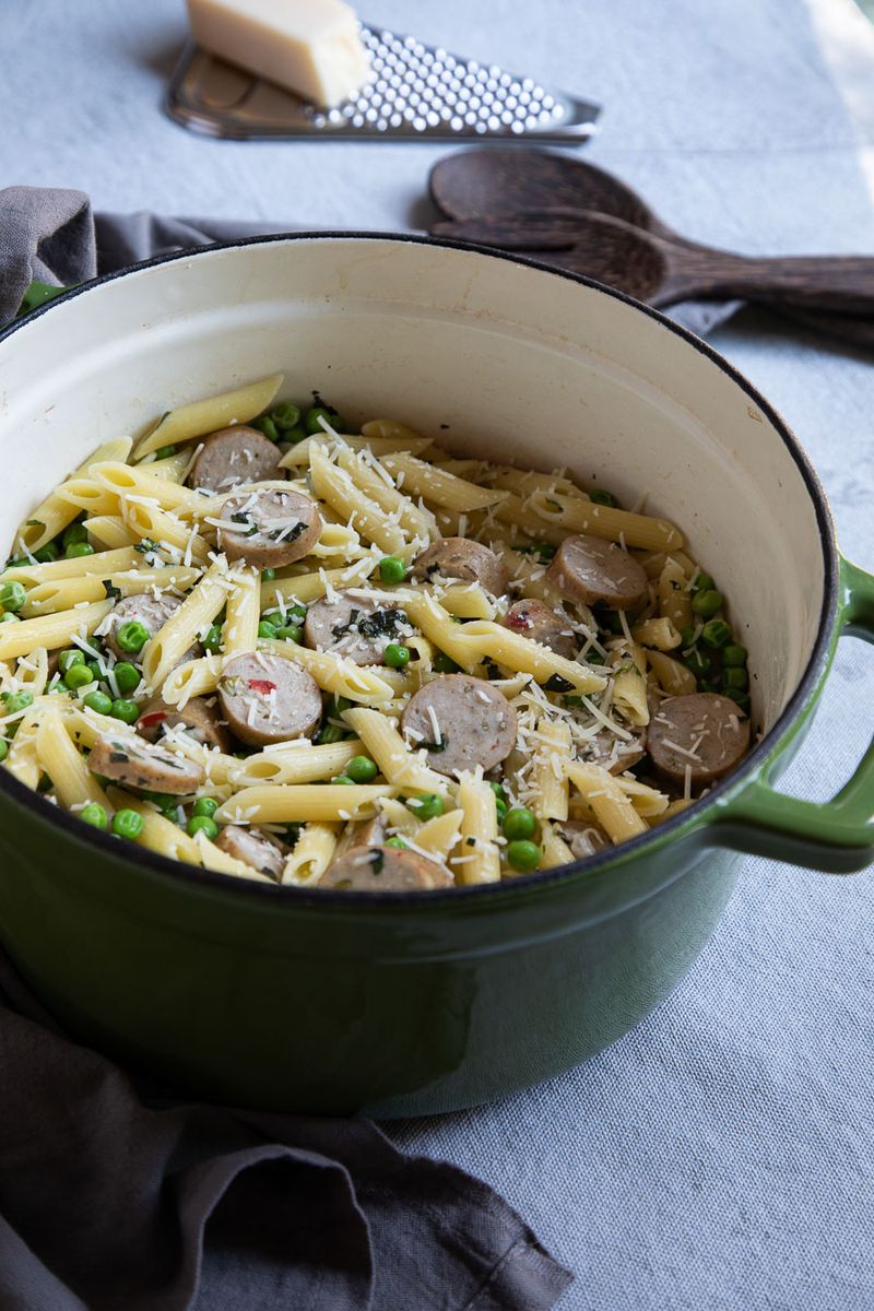 One-Pot Pea And Sausage Pasta