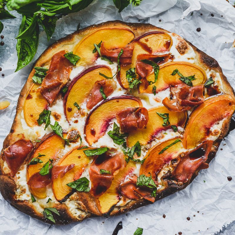 Roasted Peach & Prosciutto Flatbread