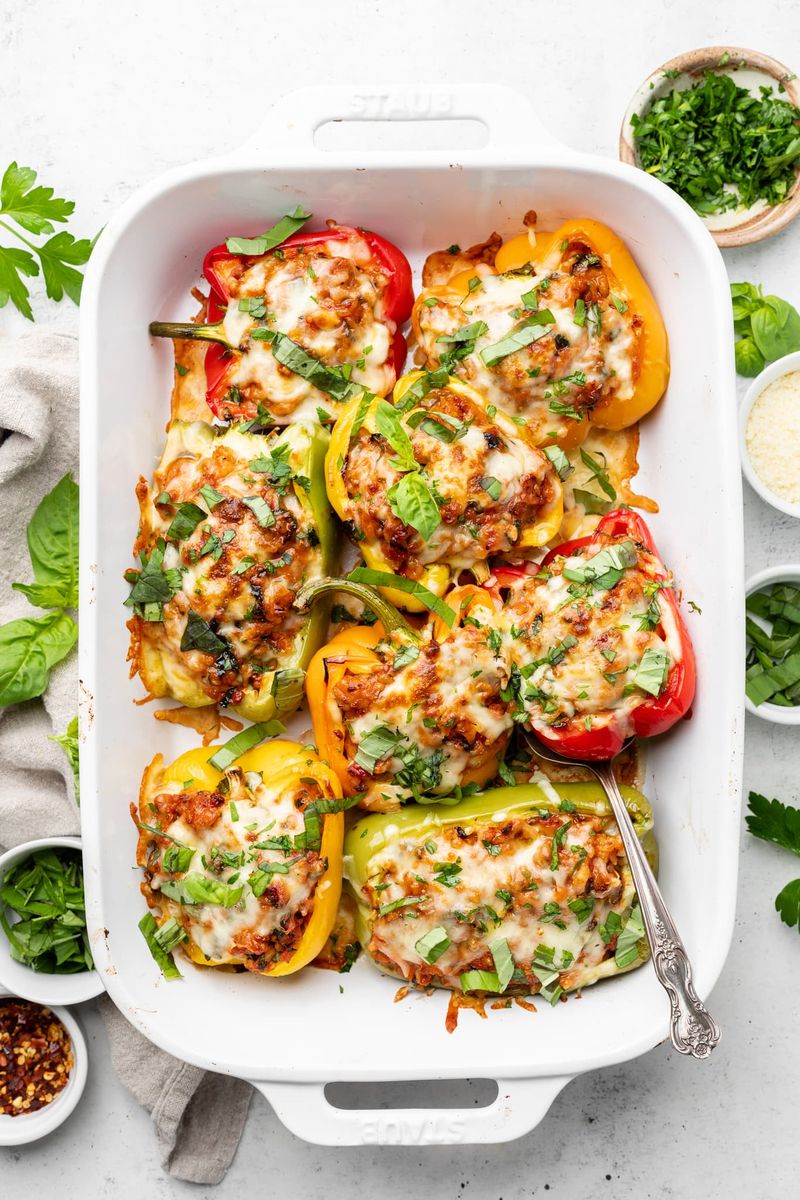 Turkey And Cheese Stuffed Bell Peppers