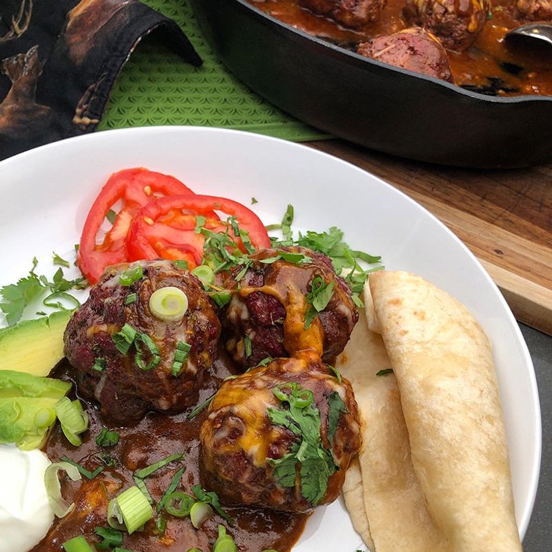 Tex-Mex Enchilada Meatball Casserole