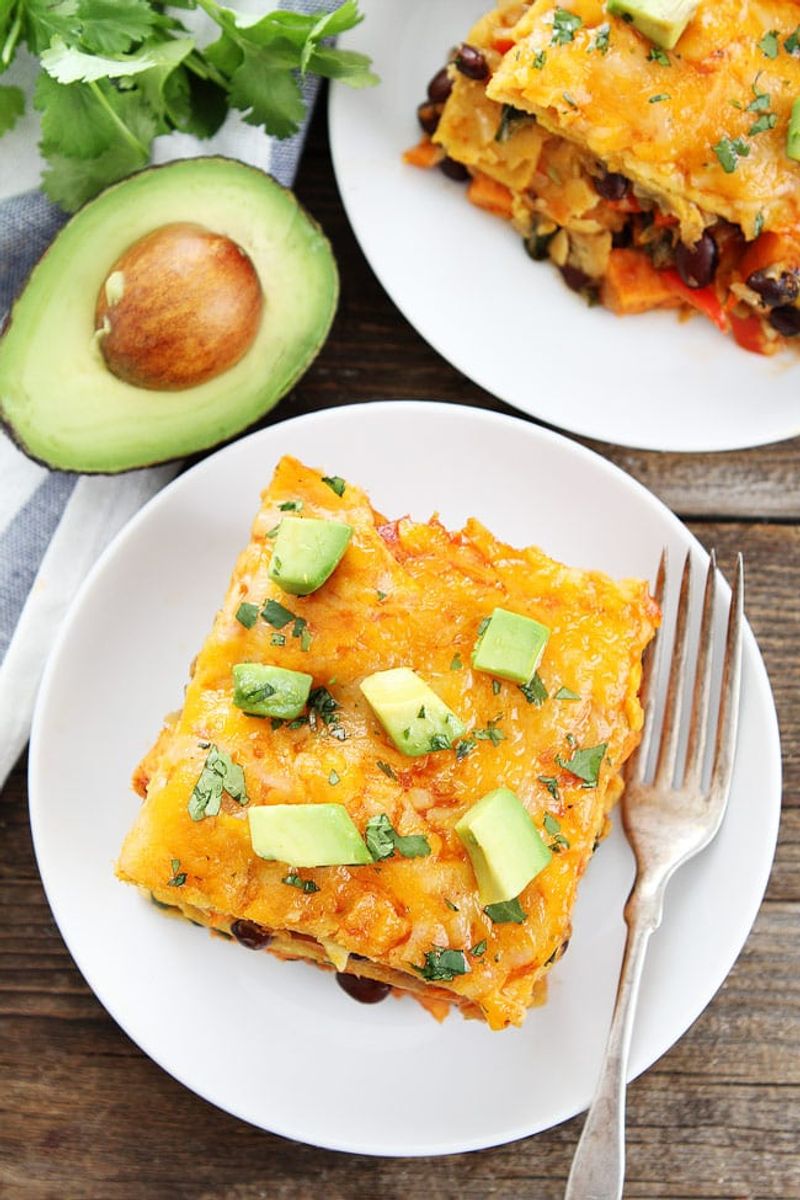 Sweet Potato Black Bean Tortilla Stack