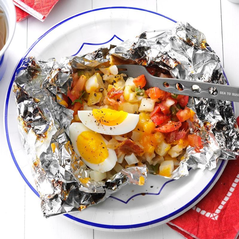 Breakfast Foil Packs With Eggs And Hash Browns