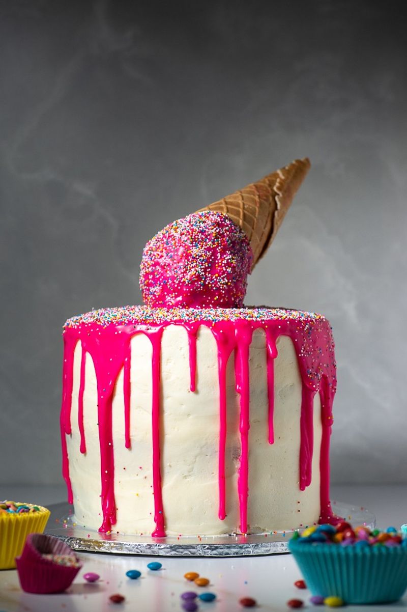 Ice Cream Cone Drip Cake