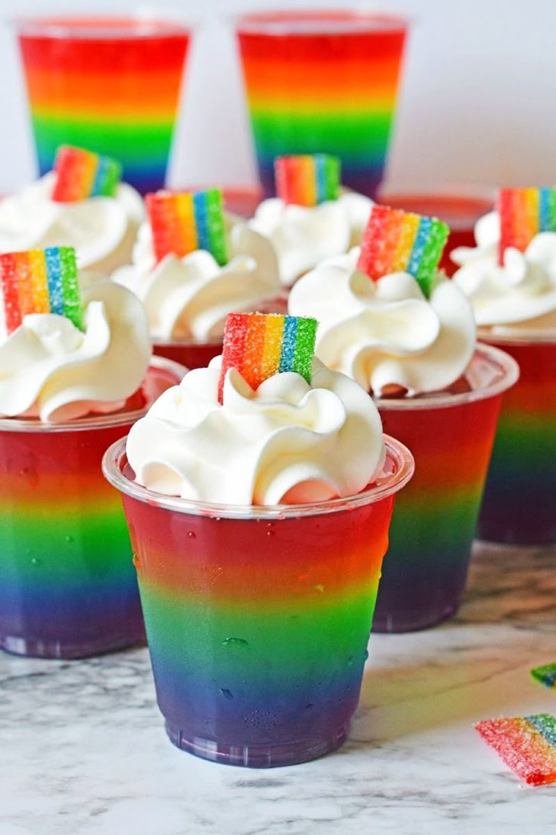 Colorful Layered Jello Cups