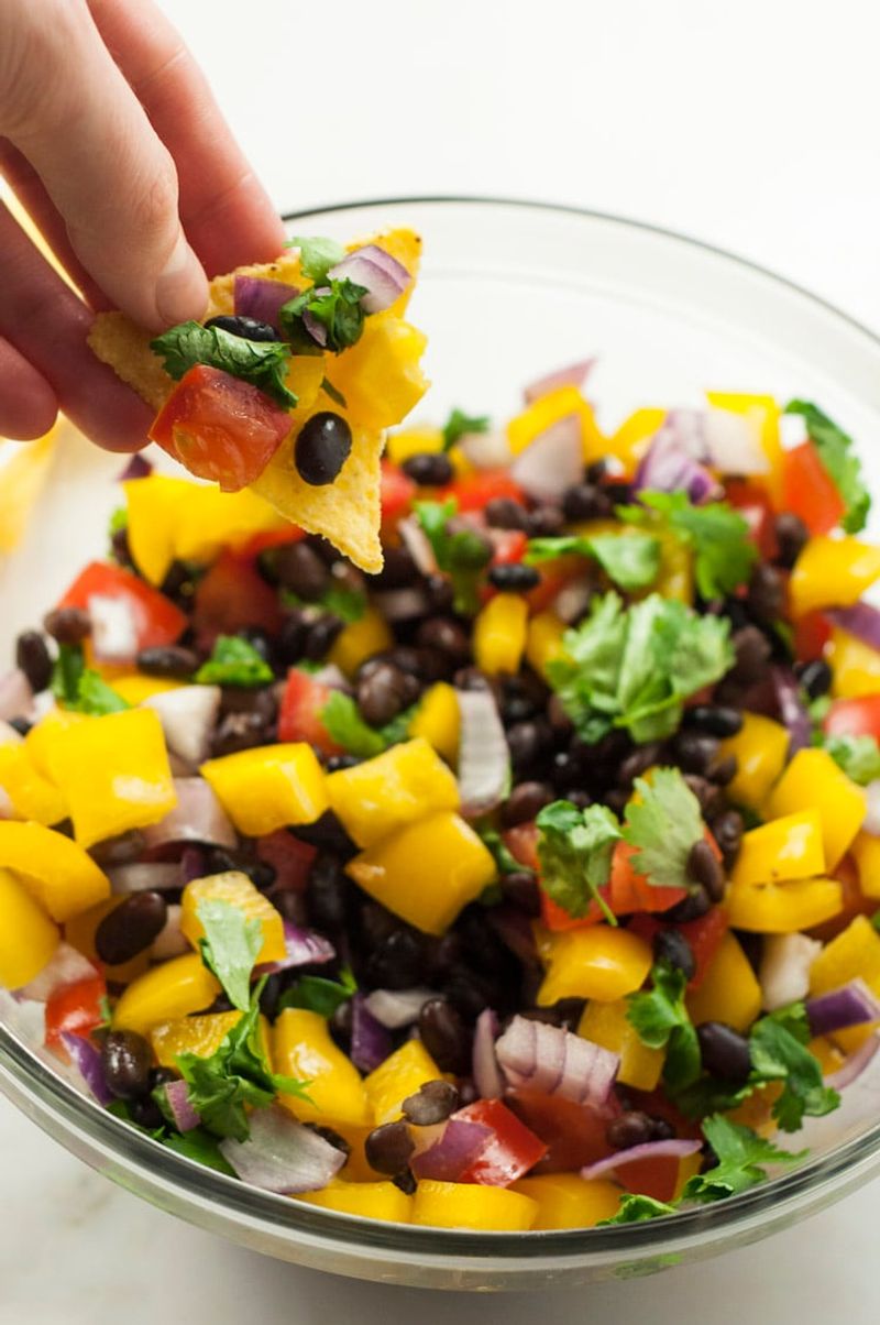 Rainbow Salsa With Blue Corn Chips