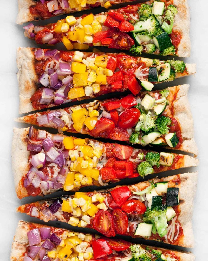 Rainbow Veggie Flatbread Pizza
