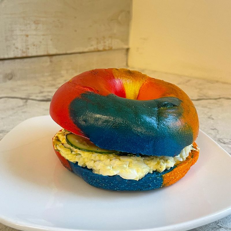 Rainbow Veggie Cream Cheese Bagel