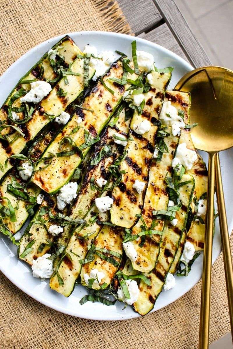 Grilled Zucchini Ribbons With Feta